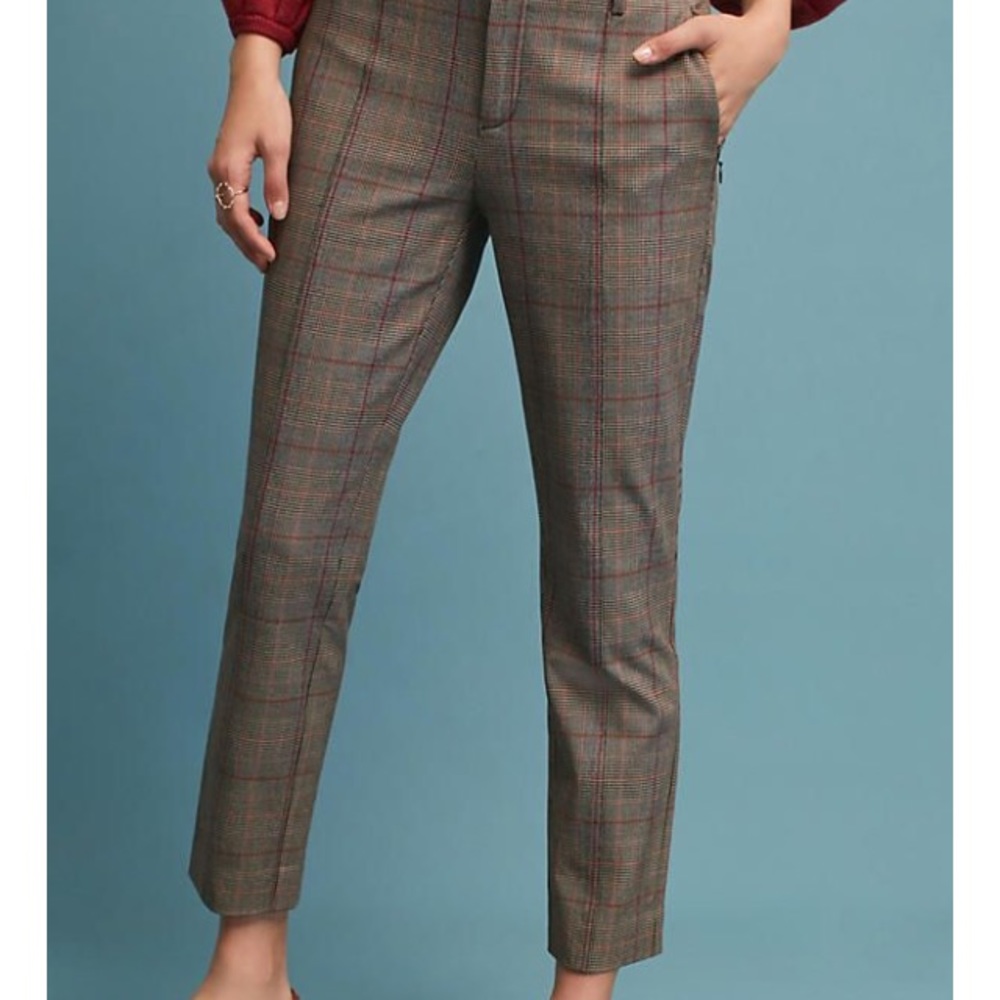 Anthropologie Essential Slim Plaid Trouser